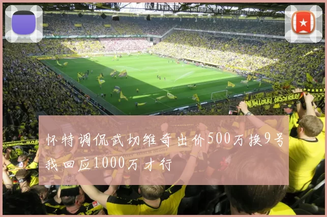 怀特调侃武切维奇出价500万换9号我回应1000万才行